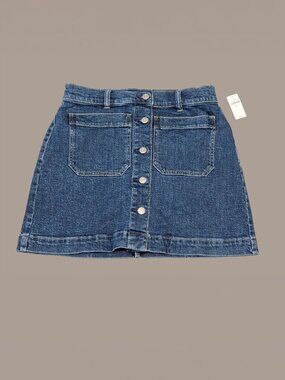 NWT GAP Button-Front Denim Mini Skirt Medium Wash Size 27/4